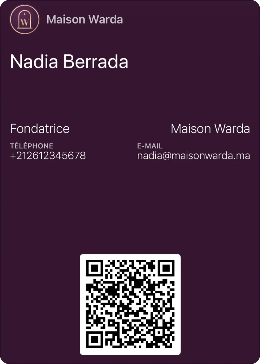 A business card, as it appears in Apple Wallet